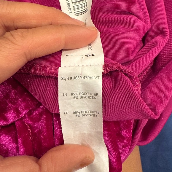 ReVamped fuchsia velvet mini dress with ruching, size M - Picture 9 of 9